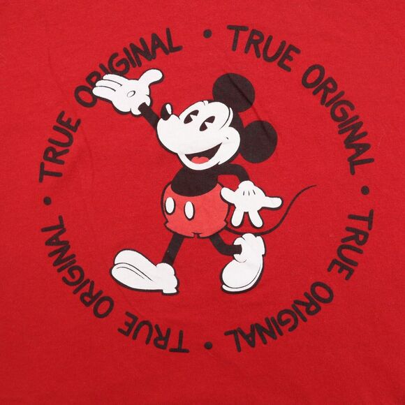 Disney Shirt Kids L 11 to 13 Red Mickey Mouse Print Short Sleeve Graphic Tee - Picture 1 of 10